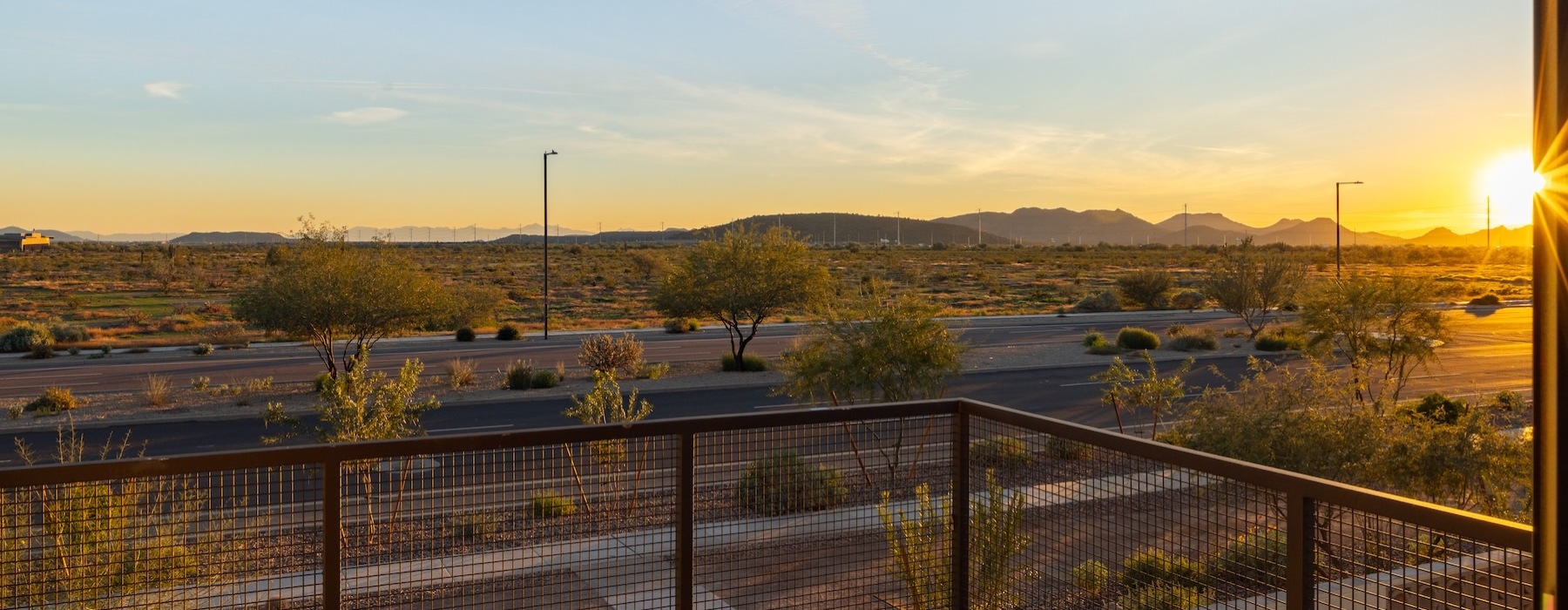 a desert with a sunset