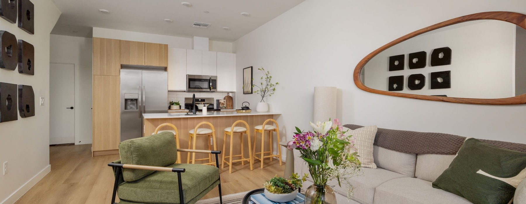 Open space living area with natural lighting