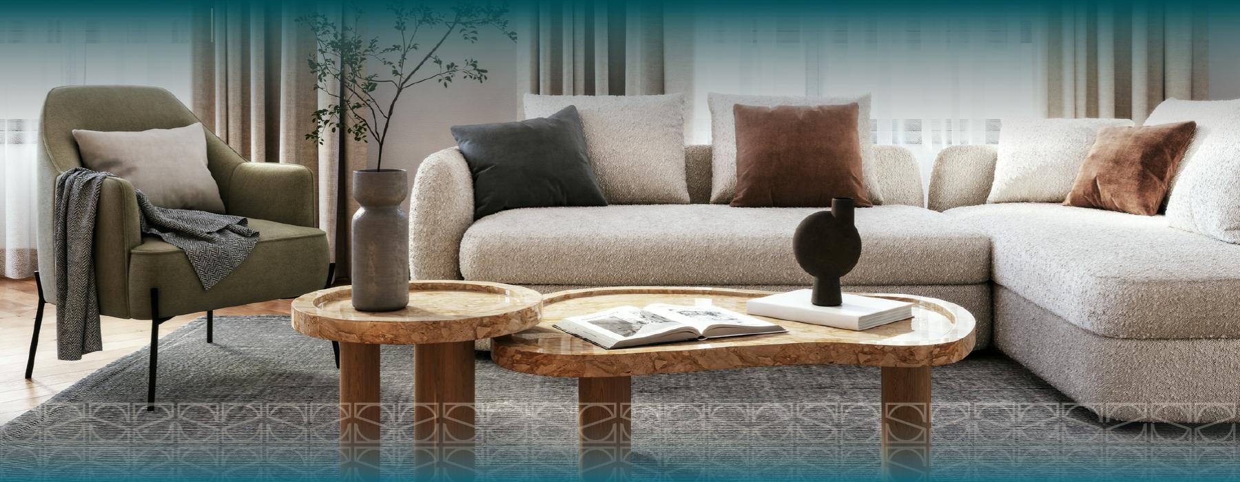 a couch with a coffee table and a coffee table